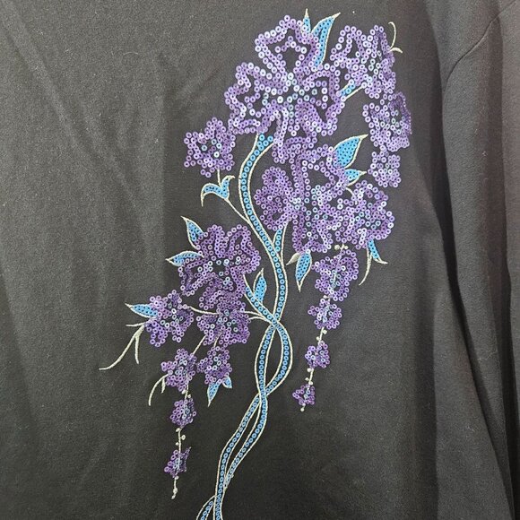 Bob Mackie Top Blouse 2X Wearable Art Peacock Bird Bling Sequined 3/4 Sleeves - Picture 9 of 12